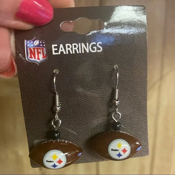 Pittburgh Steelers football earrings - Picture 1 of 8